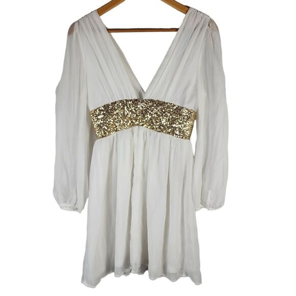 Red Clover Long Sleeve Snow White and Sequin Dress - Picture 2 of 7